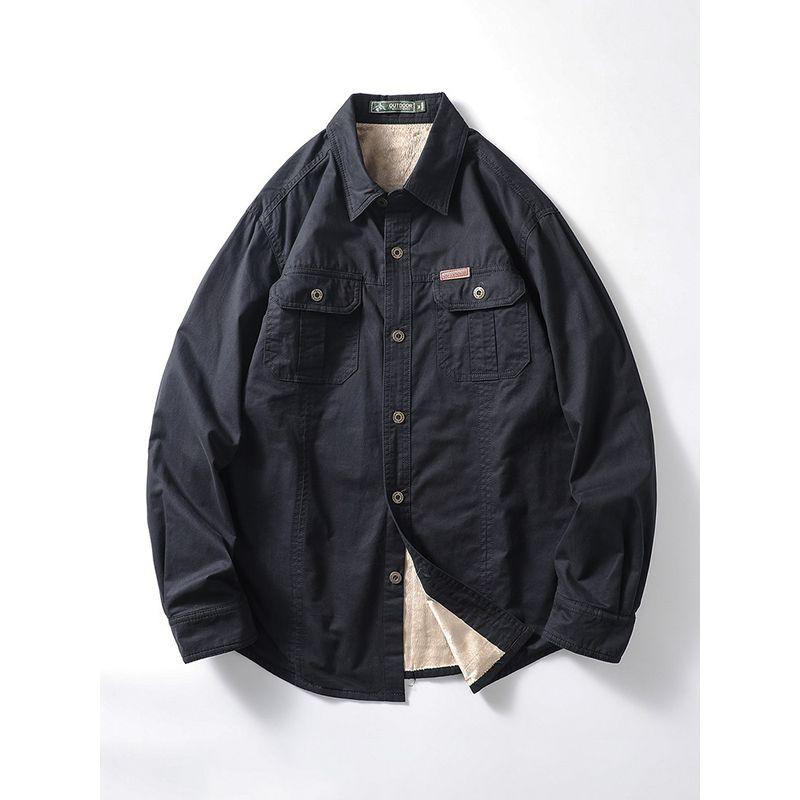 American Retro Pure Cotton Workwear Shirt Men's Long Sleeve Winter Fleece Lined Padded Warm Keeping Export Men's Clothing Shirt Coat