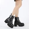 Fashion Punk Platform Women Ankle Boots Women's Motorcycle Boot Fashion Ladies Chunky heels Platform Shoes plus big size