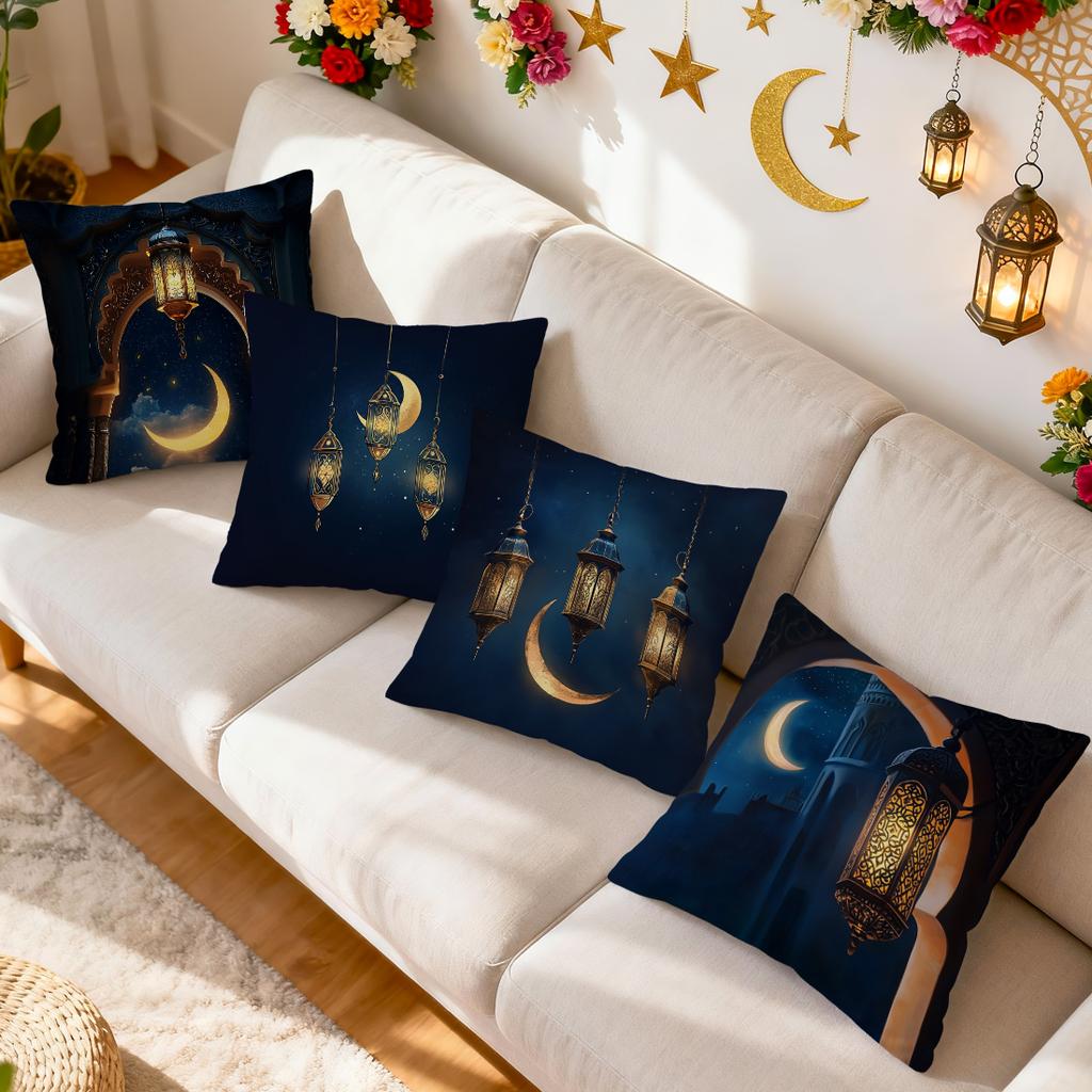 Ramadhan Festival Moon Lantern Decor Cushions Pillowcase Polyester Cushion Cover Throw Pillow Pillowcover Home Car Sofa Decor