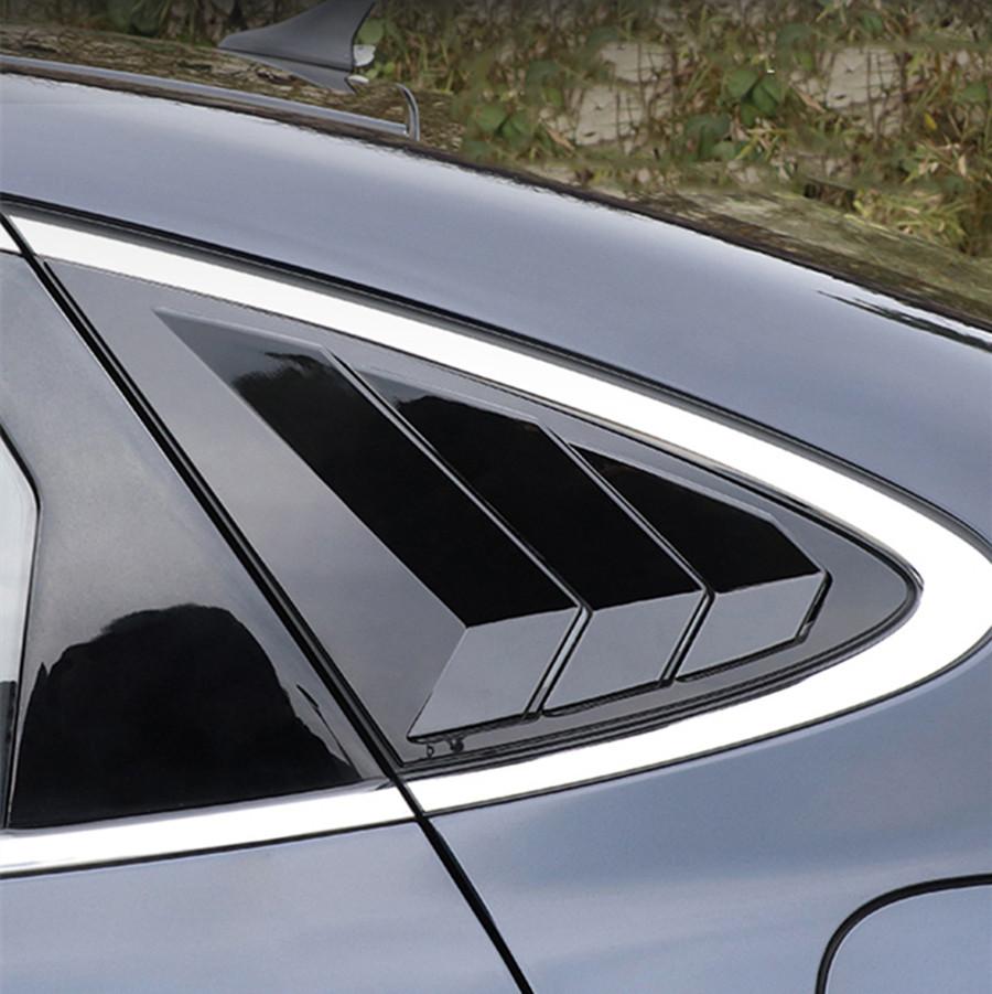 Rear Side Window Quarter Louver Cover Glossy Black For Hyundai Sonata 2020-2023
