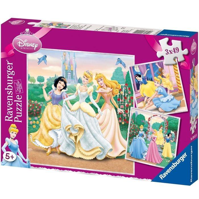 Puzzles 3x49 pièces Disney Princesses, Dès 5 ans, Ravensburger