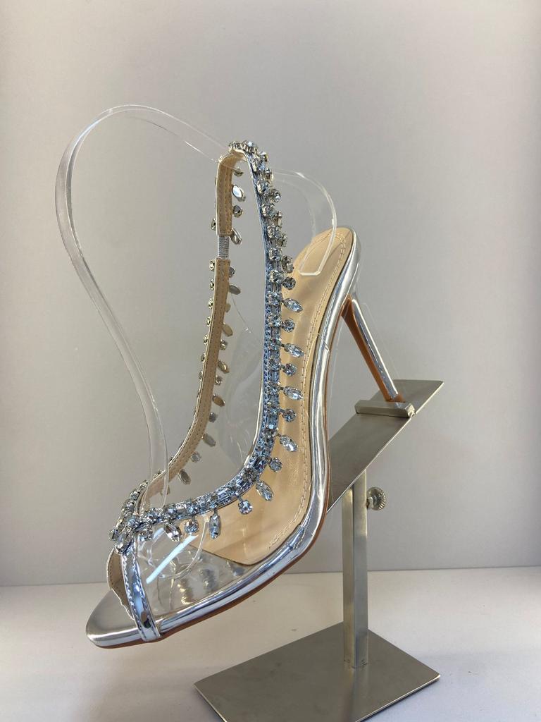 Fashion Fashion Women's High Heels Sandals PVC Transparent Sandals Sexy Pointed Toes Party Nightclub Sandals for Women Rhinestones Pumps