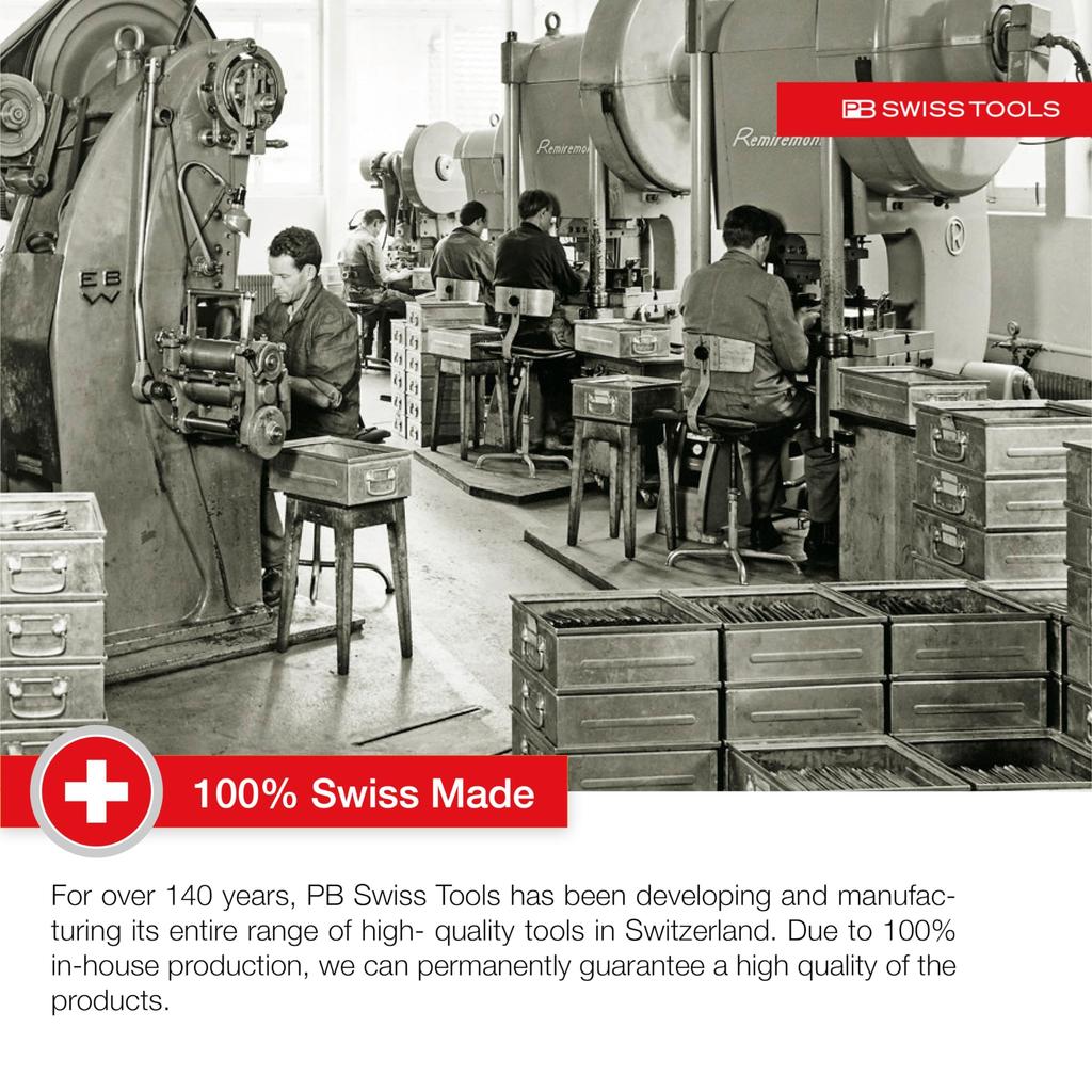 PB Swiss Tools C6 Series Hex and Pozidriver Bit Set with Bit 10-Piece 1/4" Flathead, Phillips, Holder, C6.701CN