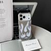 Hollow Case z Wzorem Płomieni 3D do iPhone 17 Air 16 15 14 13 12 11 Pro Max Plus Cienki Odporny na Wstrząsy Tylny Pokrowiec Modny Miękki TPU