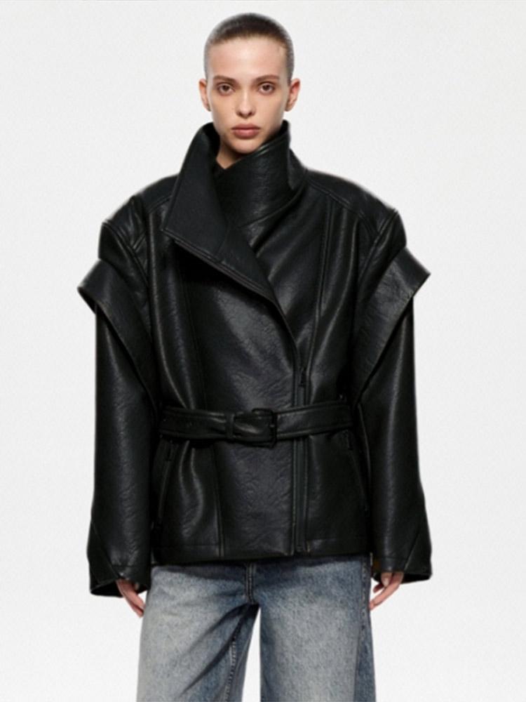 Damen Kunstlederjacke Damen Lederjacke Damen Winddichte und Warme Jacke Modischer Stil Herbst und Winter