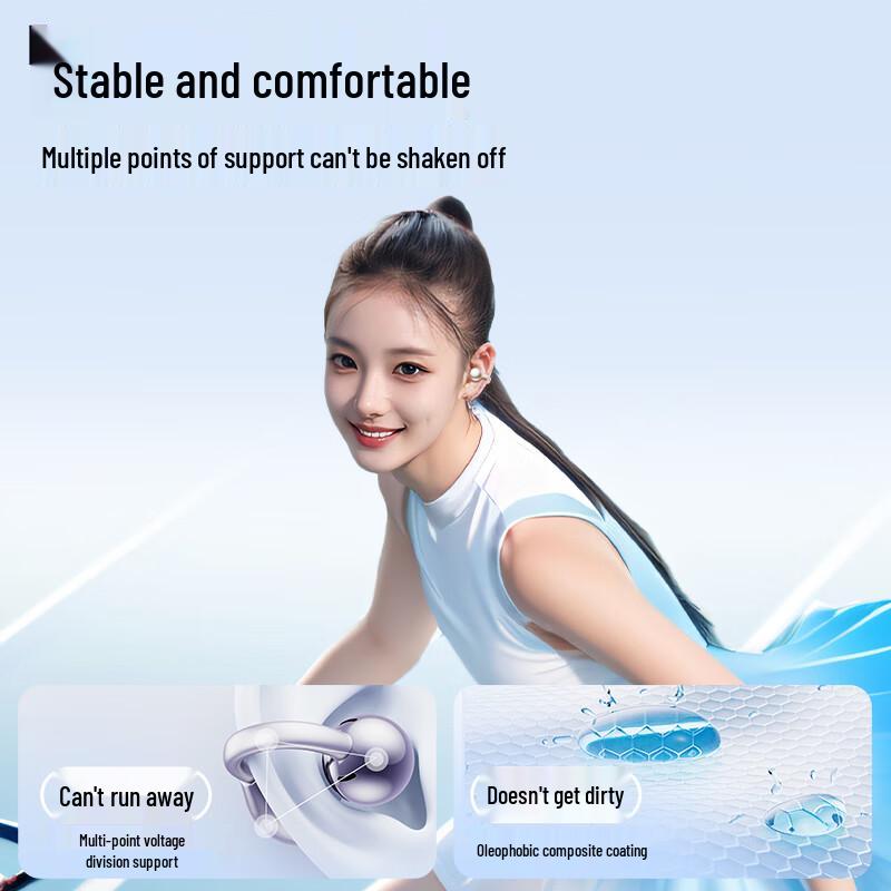 Lenovo TA410 Open-Ear Clip Bone Conduction Bluetooth 5.4 Sport Headphones