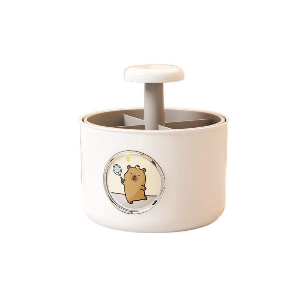 

4 Grid Rotating Pen Holder Plastic Makeup Brush Organizer Cute Desktop Storage Box Makeup Storage белый