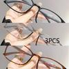 3PCS Unisex Vintage Retro Business Style Reading Eyeglasses for Daily Wear Rectangular Frame Magnification for Daily Use