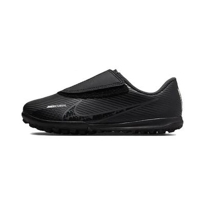 Mercurial Vapor 15 Club TF Grassland Hook and Loop Abrasion Resistant Low Top Soccer Shoes Black Kids' DJ5966-001