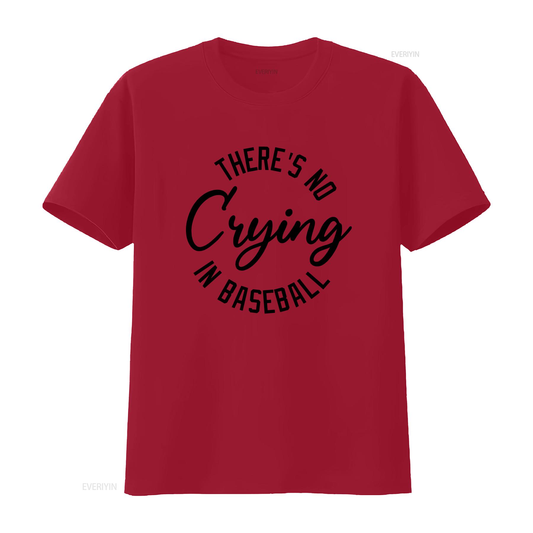 Theres No Crying In Baseball Print T Shirt A League Of Their Own vintage Washed Soft Stretched Breathable fashion Casual S
