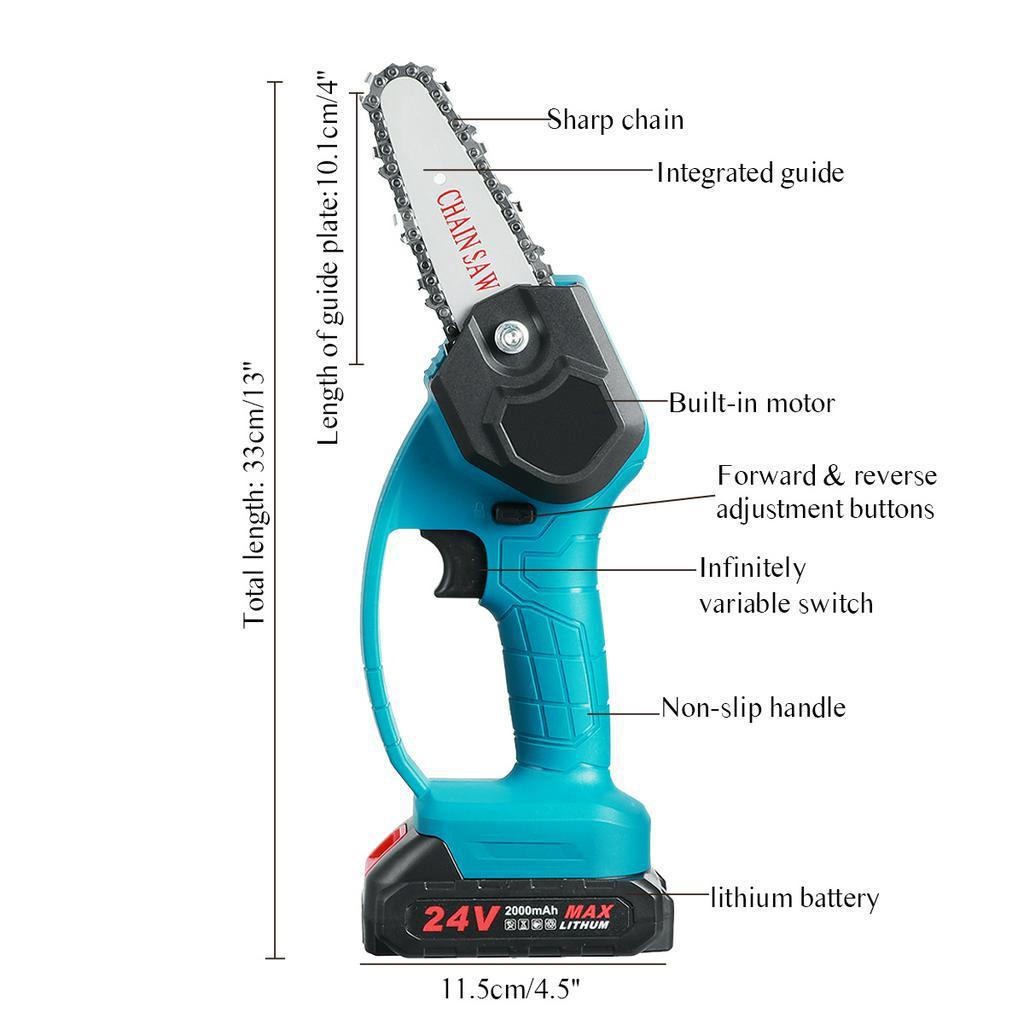 800W Mini Electric Pruning Saw Power Woodworking Cutter Tool Electric Chain Saw Garden Logging Trimming for Battery