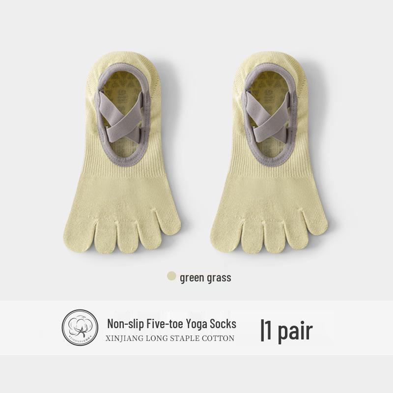 Women's Anti-Slip Yoga & Pilates Five-Toe Socks - Summer Thin, Pure Cotton Toe Separator Boat Socks