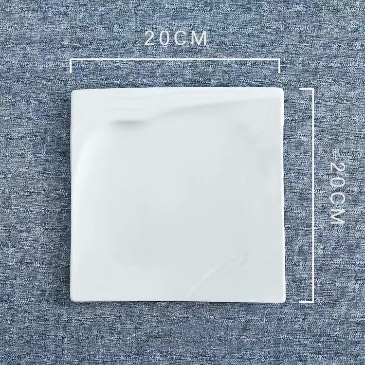 Простая белая квадратная тарелка, посуда, керамическая тарелка, тарелка для стейка, тарелка для салата, кухонные принадлежности