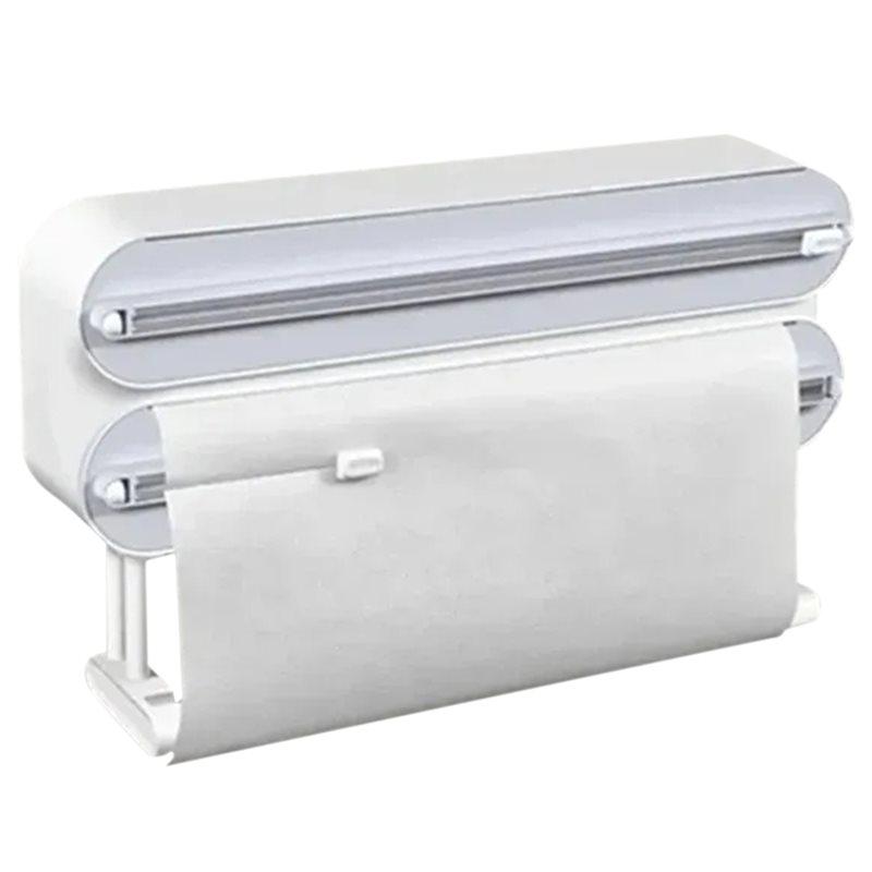 

A25F-Kitchen Organizer Aluminum Film Wrap Cutter Wall Mount Paper Towel Holder Cling Cutting Dispenser Plastic