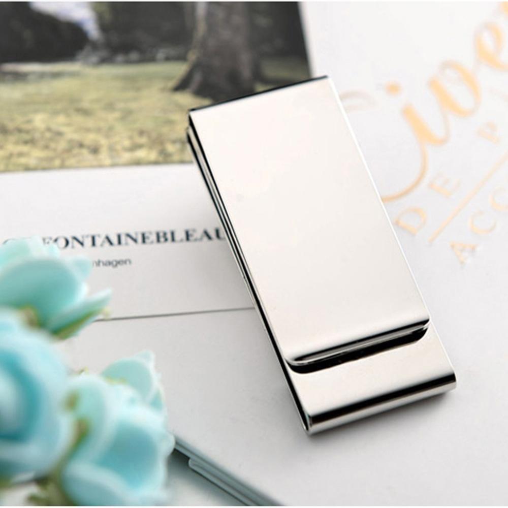 Silver Money Clip Mens Stainless Steel Cash Holder Male Mini Purse Metal Bill Clamp Slim Pocket ID Credit Card Folder