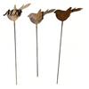 Adornos Decorativos para Exteriores 3 Piezas Pájaro de Metal Oxidado Estaca para el Suelo, Escultura de Pájaros Lindos, Estacas Resistentes a la Intemperie de Animales para Jardín