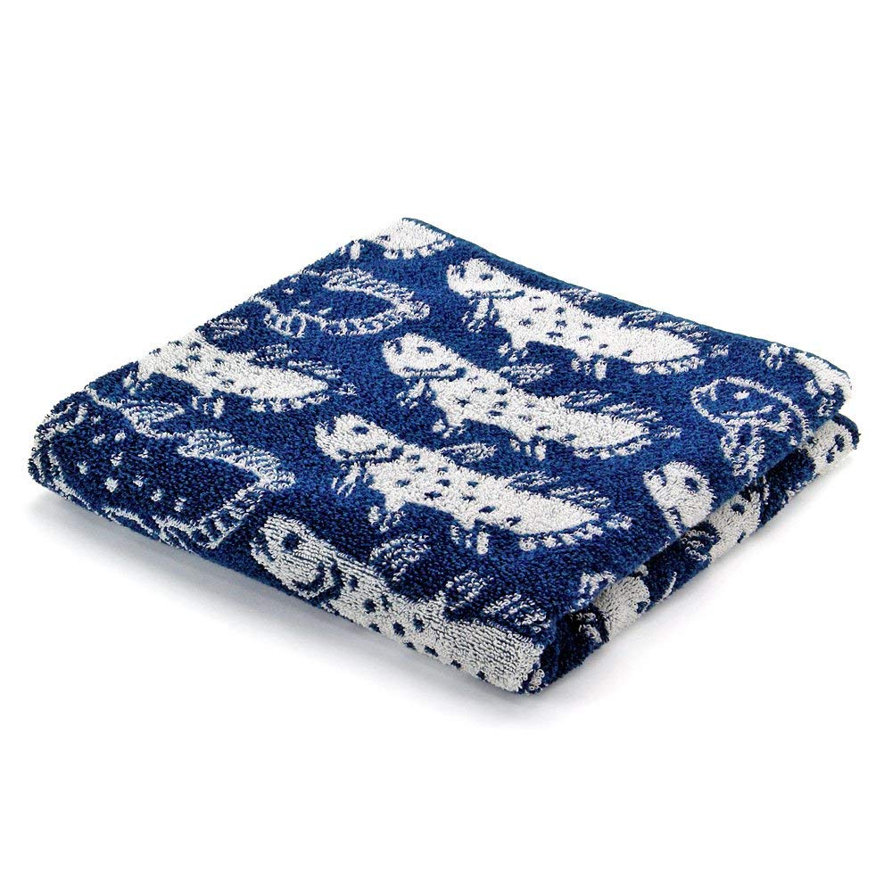 Calorata Coelacanth Bath Towel 120 X 60 Cm Navy Imabari Living Made In Large Face Towel Cotton Jacquard Christmas (approx. / / Towel) Fish, Fossil,