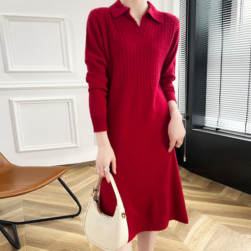 Women's Cashmere Dress Qinghe Cashmere 30% Cashmere 70% Wool Autumn and Winter Cashmere Skirt Soft and Warm