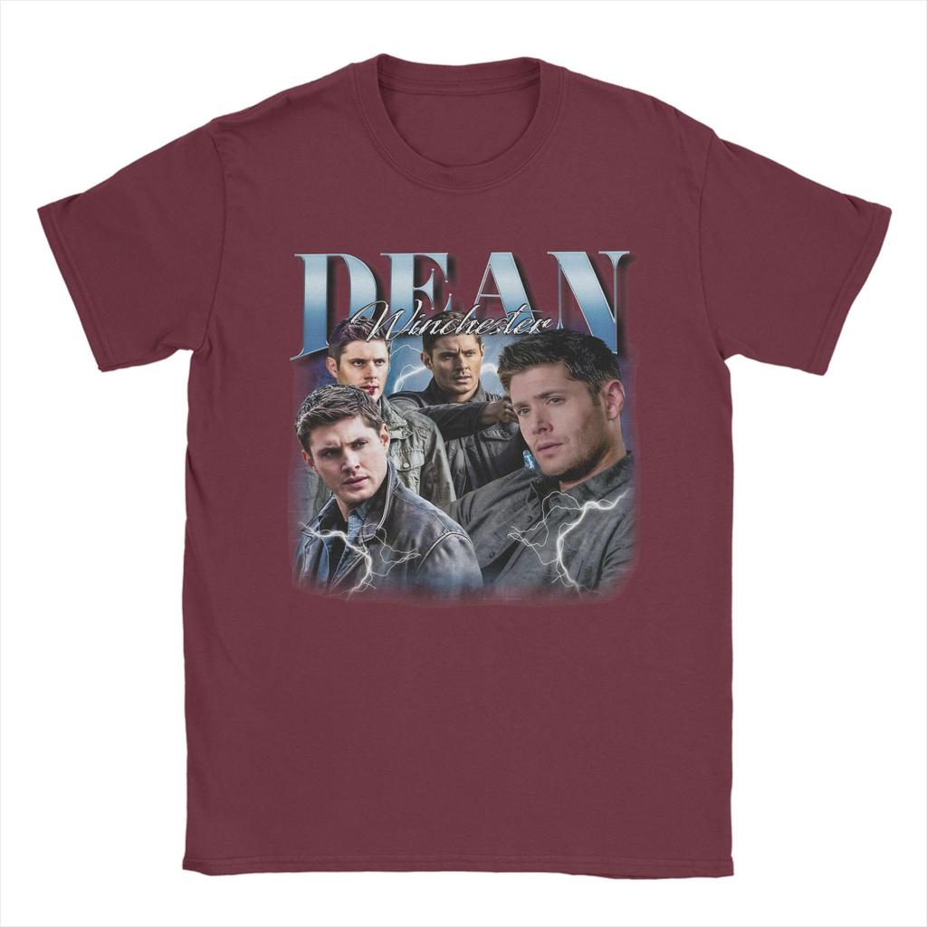 Novelty Vintage Dean Winchester Supernatural TShirts for Men Pure Cotton T Shirts  Short Sleeve Tee Shirt Gift Idea Clothing