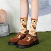 Elastic Calico Cat Socks Breathable Tuxedo Cat Socks Whimsical Pouty Kitty Socks  All Seasons