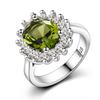 Retro CopperRing for Women Flower Rings with Peridot Stones Shining Luxury  Wedding Engagement Ring Jewelry Gift