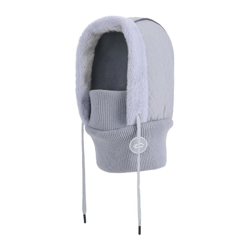 Winter Face Mask Hat With Neck Warmer For Outdoor Sports And Commuting серый