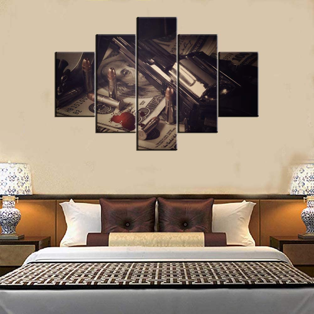 

5 шт., пистолет, картины для дома, картины на холсте, настенный постер, домашний декор, современное абстрактное искусство, HD печать, без рамки, 5 шт.