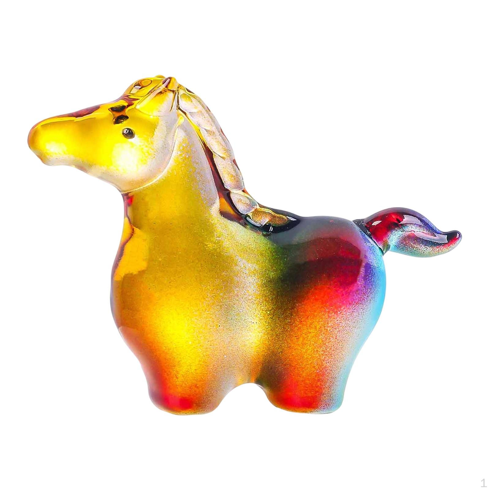 

Crystal Horse Statue, Animal Sculpture, Desktop Figurine, Miniature Collectible Figure for Hotel Multicolor
