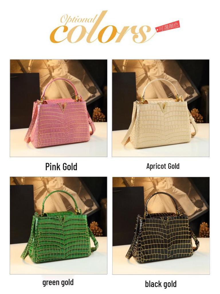 2024 Genuine Leather Crocodile Pattern Tote: Versatile Women's Shoulder & Crossbody Bag