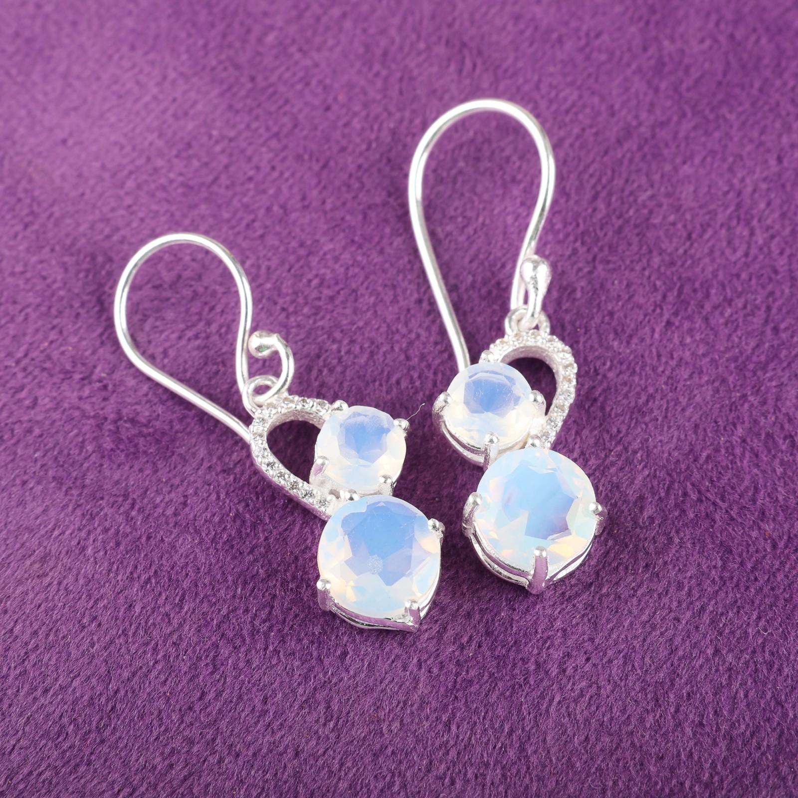 

Молочный опал драгоценный камень 925 стерлинговое серебро ювелирные изделия циркон праздничные серьги 1,38 CZE-3-4