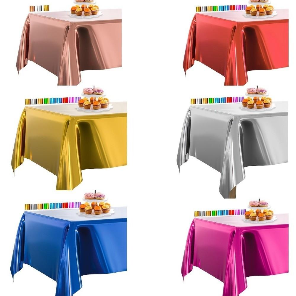 5PCS Portable Waterproof Disposable Tablecloth Shiny Foil Decorative Aluminum Film Tablecloth Colorful Picnic Blanket Picnic