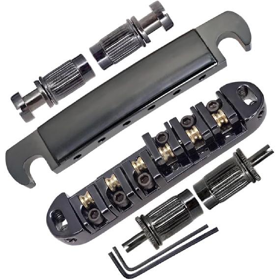 Roller Saddle Bridge ABR-1 Tune-o-matic Bridge Tailpiece Bridge For Les Paul Guitar (Black)