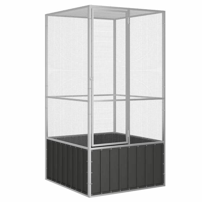 Cage à oiseaux - Anthracite - 111x107x211,5 cm - Acier galvanisé - Extérieur - Grande taille