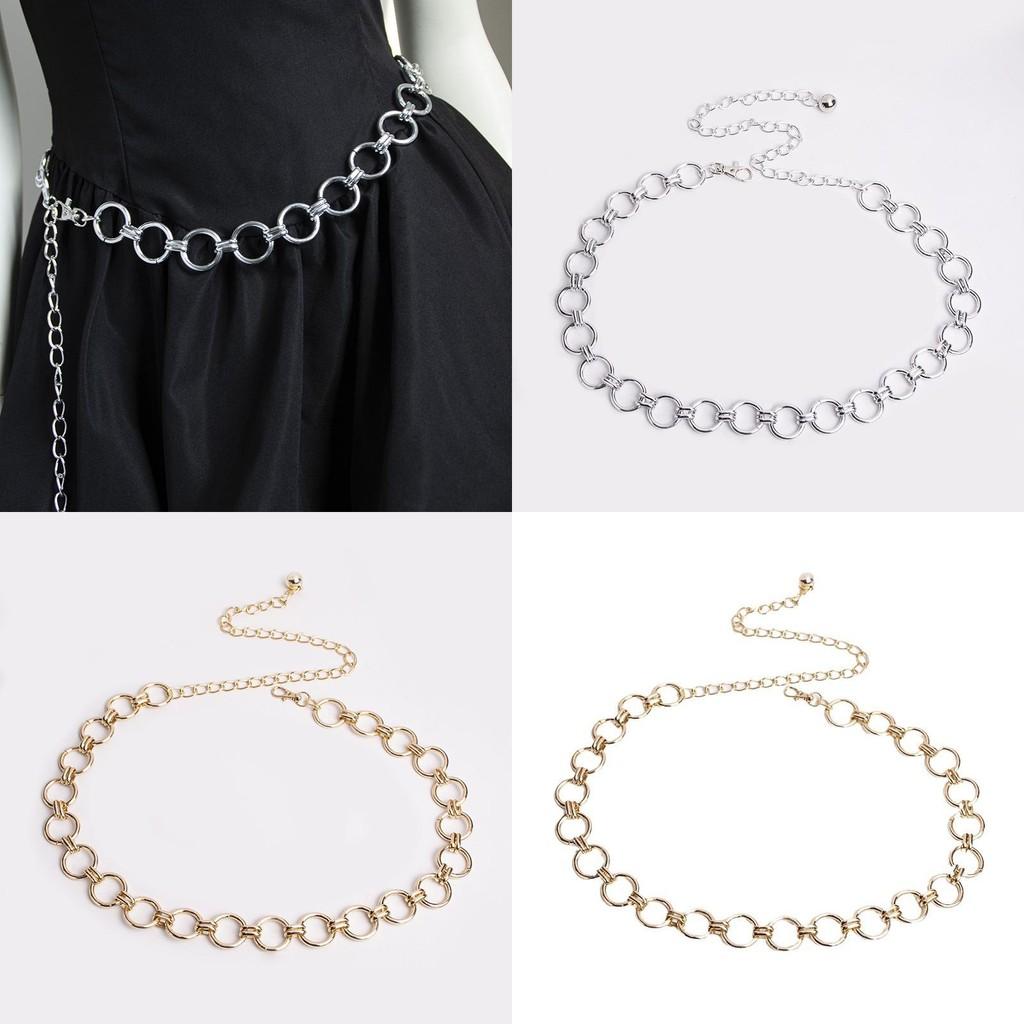 Elegant Gold And Silver Metal Waist Chain With Hook Closure For Daily Fashion