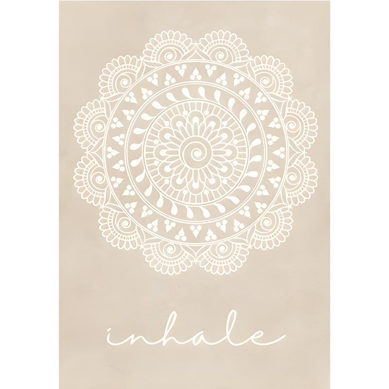 Abstract Mandala Wall Art Yoga Beige Bohemia Prints Inhale Exhale Canvas Painting Posters Line Flower Pictures Living Room