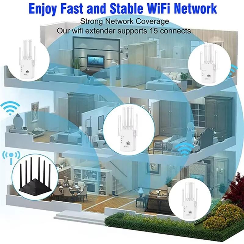 WiFi Extender with 6 Antennas WiFi Repeaters Amplifer 2.4GHz Networks Amplifier WiFi Booster WiFi Signal Booster