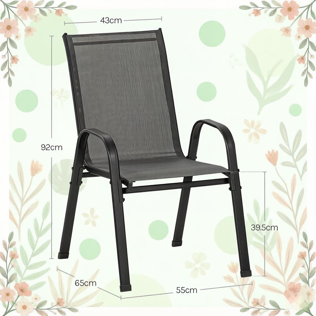 Balcony Chair,Garden Chair with High Back,Stackable Outdoor Chair(only 2PCS chairs)
