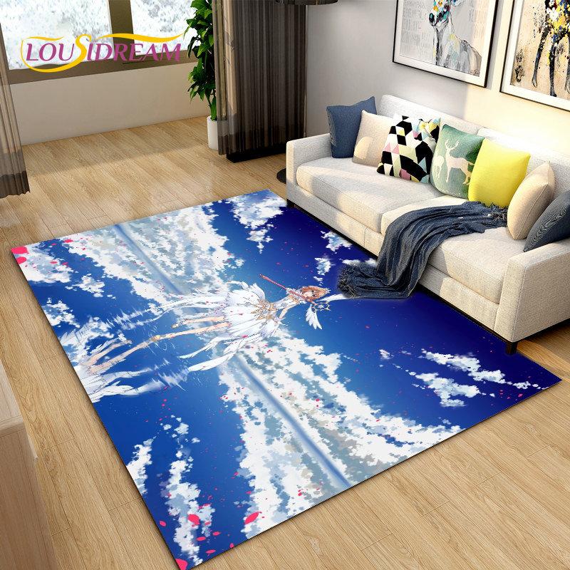 Cute Cartoon Cardcaptor Sakura Area Rug,Carpet Rug for Living Room Bedroom Sofa Doormat Decoration, Kids Play Non-slip Floor Mat