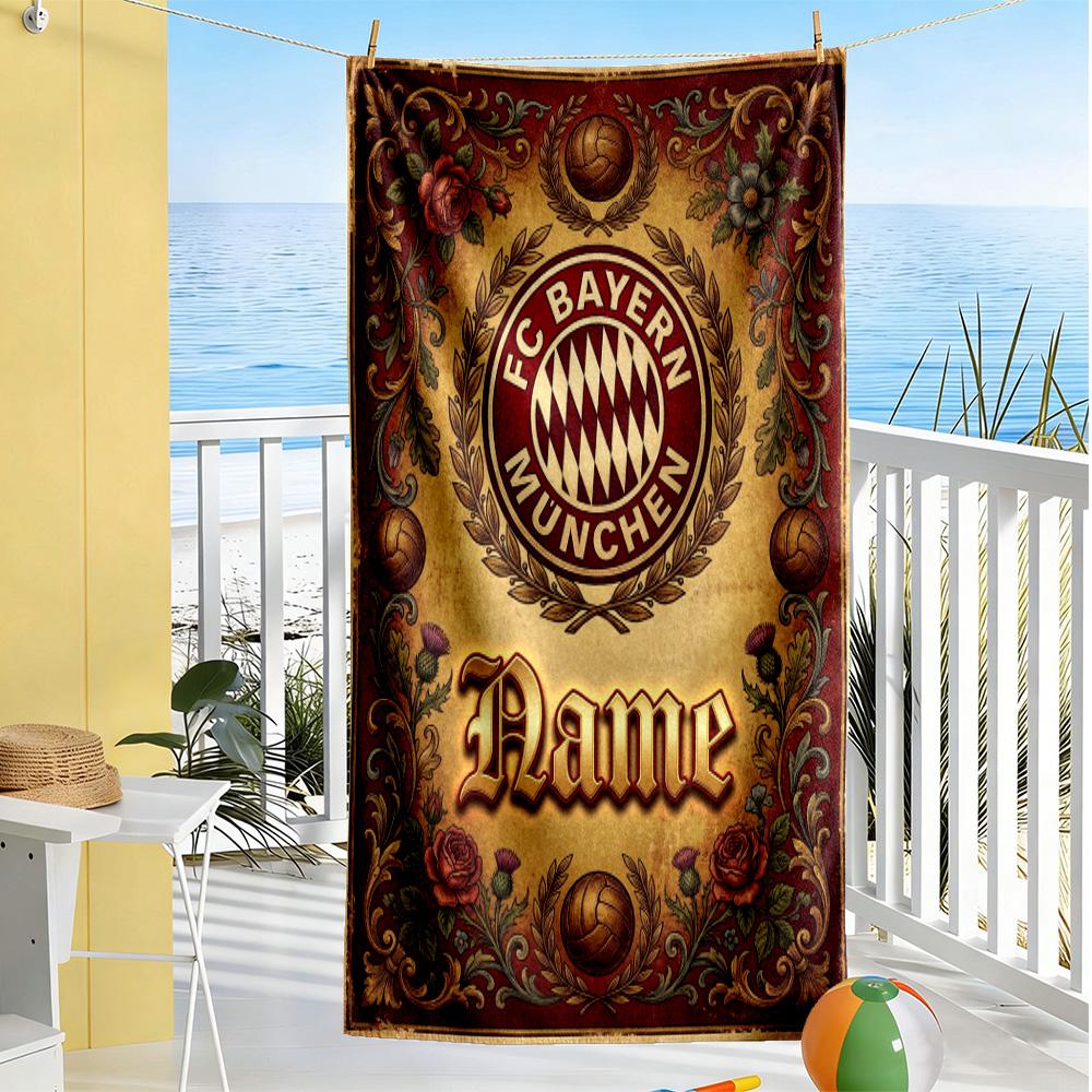 Fc Bayern Munich Champions Personalized Name Beach Towel Super Soft Microfiber Quickdry Fabric Suitable for Swimming Gym Camping Yoga Vacation
