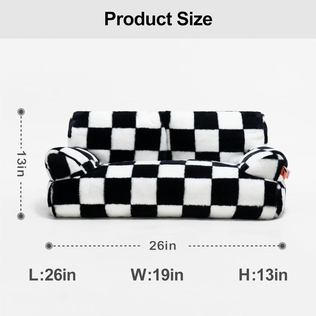 מיטה ספה לחיות מחמד Mewoofun 26×19×13 אינץ' מיטות חתולים רחיצות לכלבים בינוניים קטנים חתולים עד 25 ליברות ספת חתולים פלאפית שחור לבן