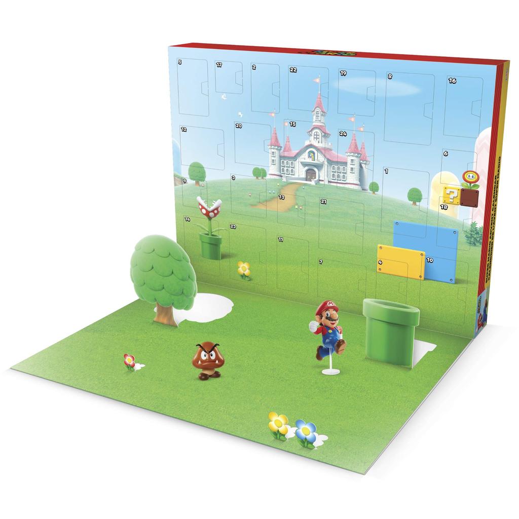 Super Mario Nintendo Advent Calendar Christmas Holiday Calendar with 17 Movable Figures and 7 Surprise Countdown In Environment 2.5-inch Accessories,