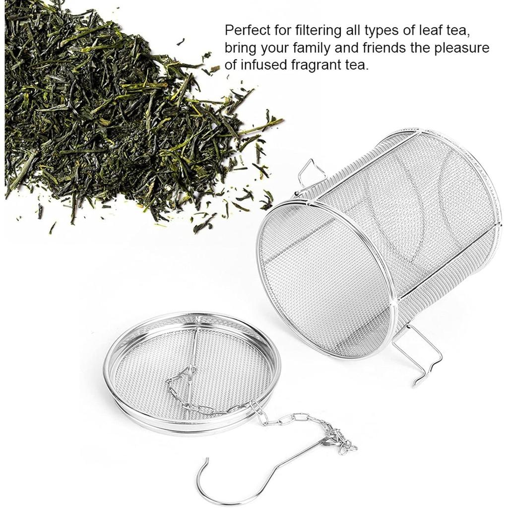 Stainless Steel Tea Ball Strainer and Filter, 4.7 Inch Infusion Basket for Loose Leaf Tea, Soup Seasonings, Broth with Hook
