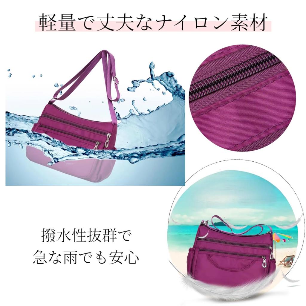 Nylon shoulder bag with multiple pockets, fits a 500ml water bottle, unisex, spacious, horizontal design, lightweight, large capacity, wide gusset,