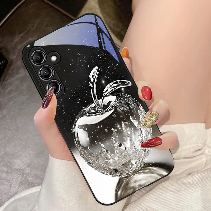 Transparent Crystal Apple For Samsung Galaxy A14 4G 20 30 52 20S 21S 22 32 33 34 42 50 51 53 54 70 71 72 73 5G Glass Phone Case