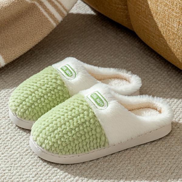 Fleece warm thick-soled cotton slippers home slippers autumn and winter couple cotton mop fleece silent non-slip shoes