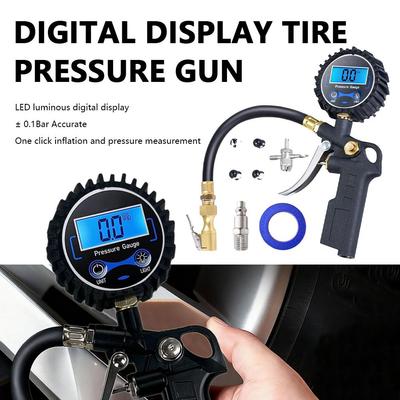 Car Tire Inflator Gun Multifunctional Tire Air Pressure Bicycle Tester Auto Inflator Monitoring Tools Motorcycle Gauge Pump I6K2