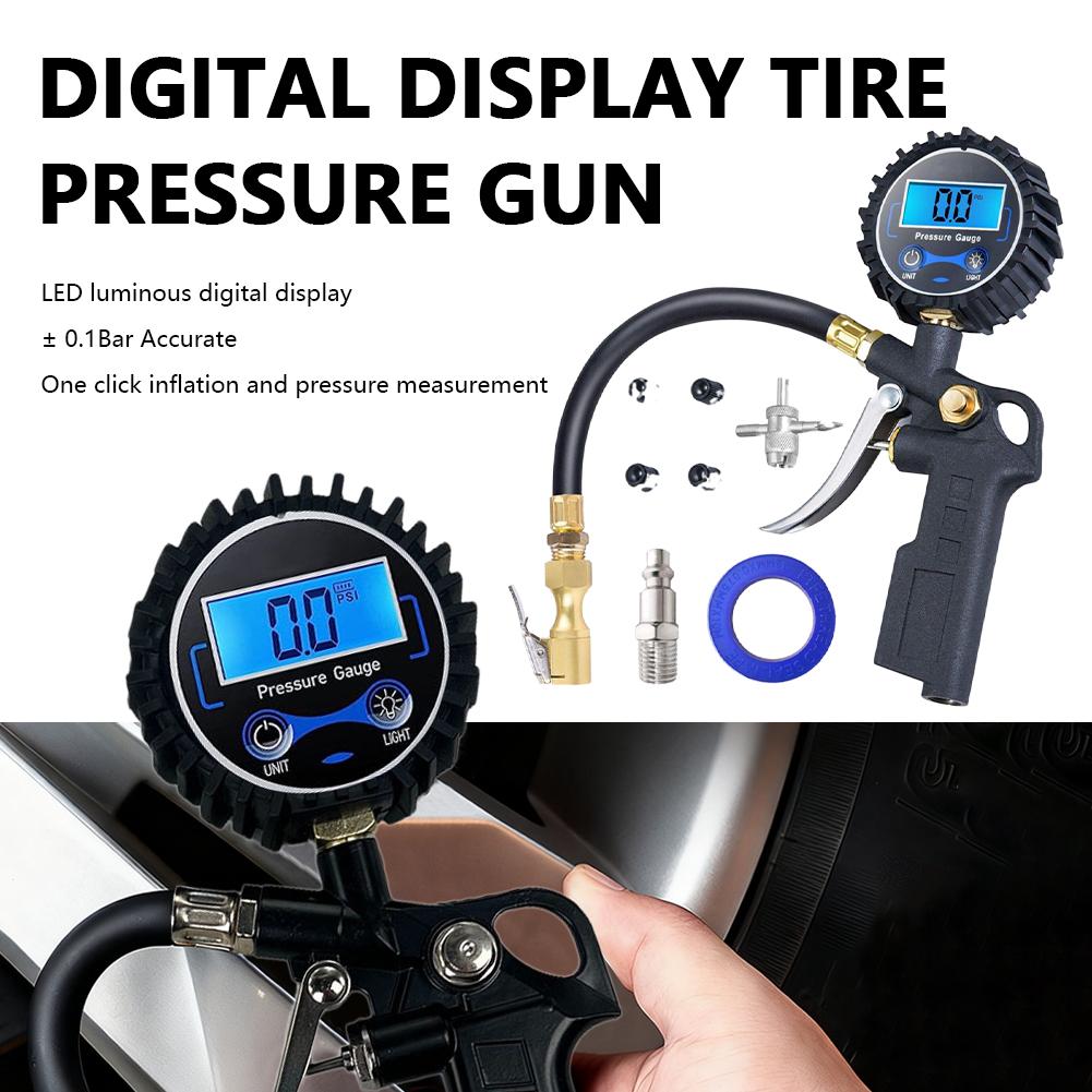 Car Tire Inflator Gun Multifunctional Tire Air Pressure Bicycle Tester Auto Inflator Monitoring Tools Motorcycle Gauge Pump I6K2