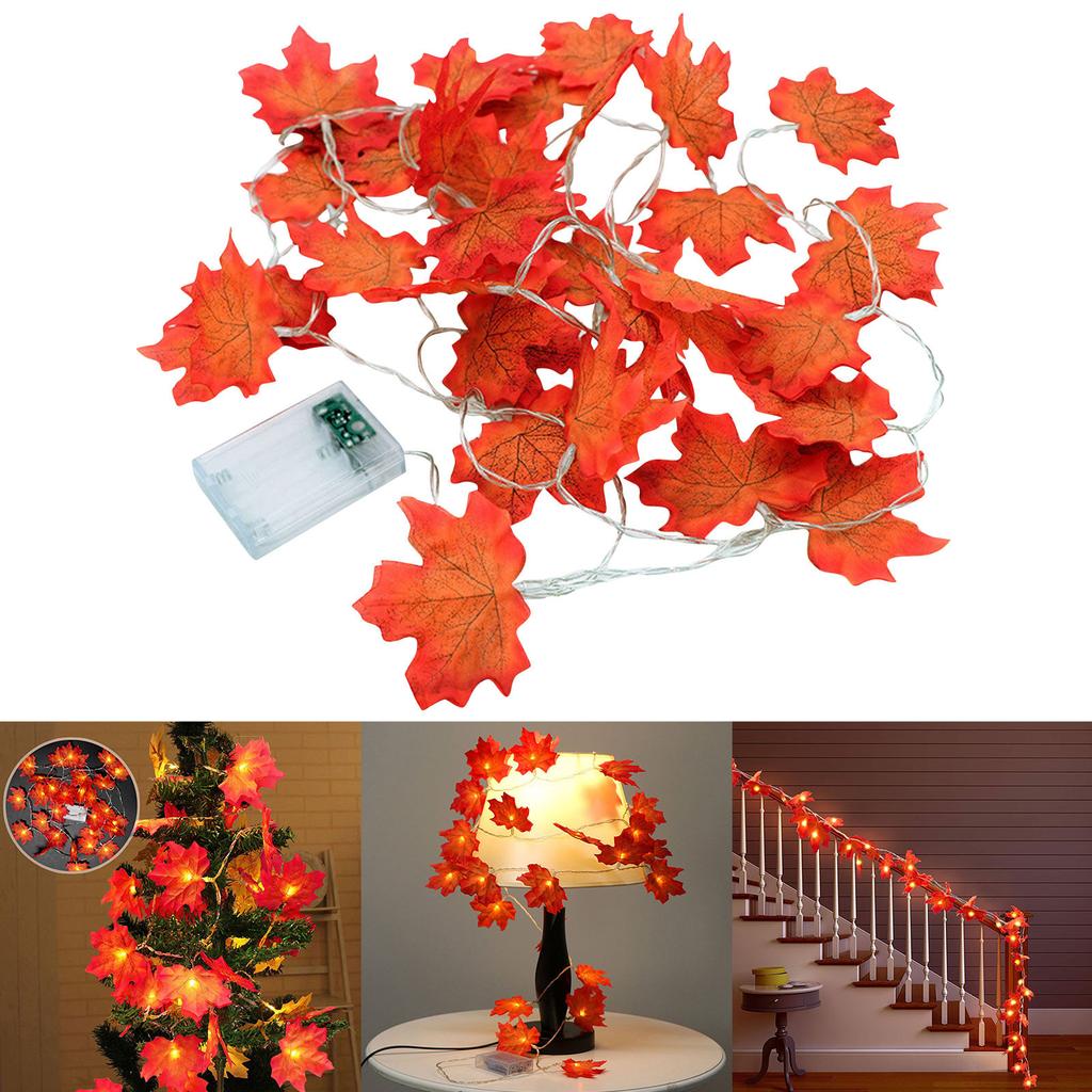 Fall Thanksgiving Maple Leaf Lamp Garland Decoration Decor LED Lighted Leaves Xmas