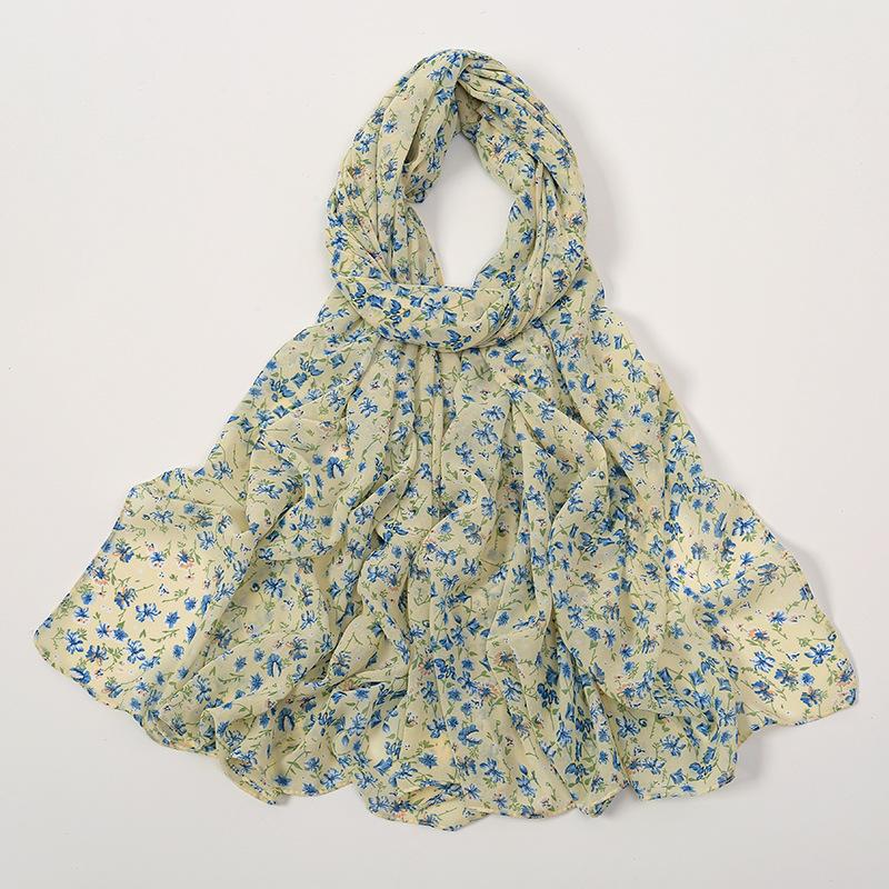 180*70cm Unique Women's Floral Scarves Lightweight Sheer Silky Feeling shawl Chiffon Flowers Printed Scarf