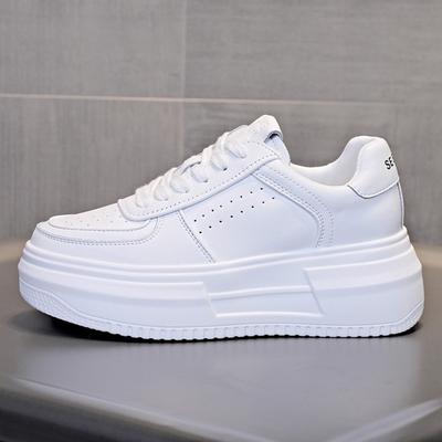 Damen Sneakers Plateau Weiße Schuhe Damen Neue Sport Vielseitige Leder Erhöhung Board Schuhe Freizeitschuhe Plateau Sneakers